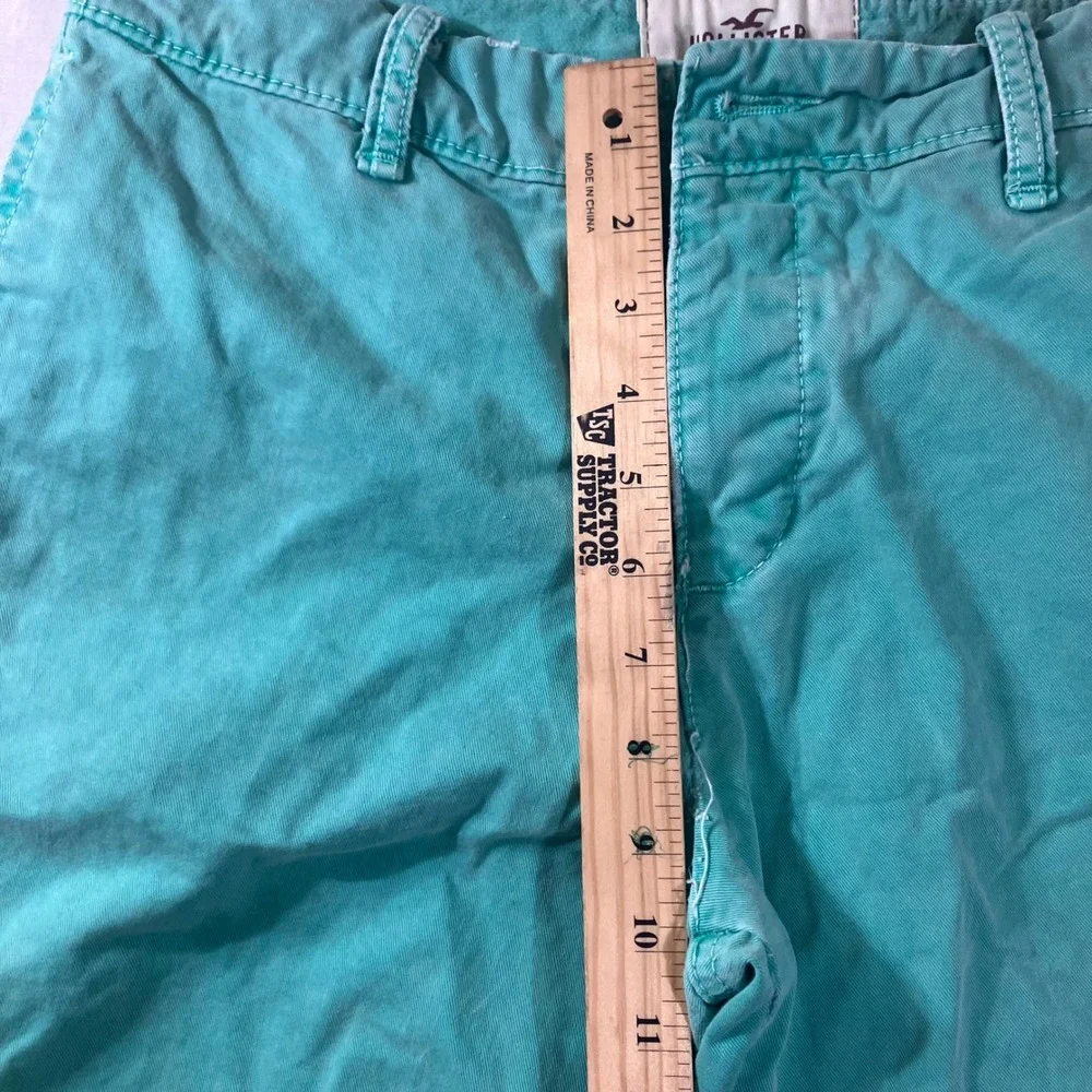Hollister‎ Mens Teal Green Chino Shorts Sz 30 Button Fly 100% Cotton Casual Prep